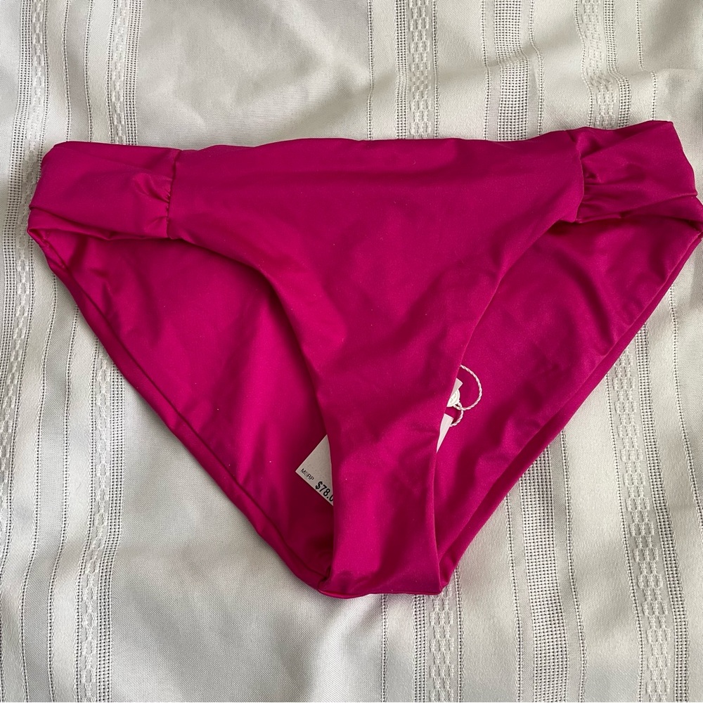 Trina Turk Bright Pink Shirred Hipster Bikini Bottoms Size 8 NWT